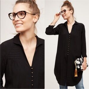Anthropologie Maeve ‘Ceycen’ Black Tunic Blouse